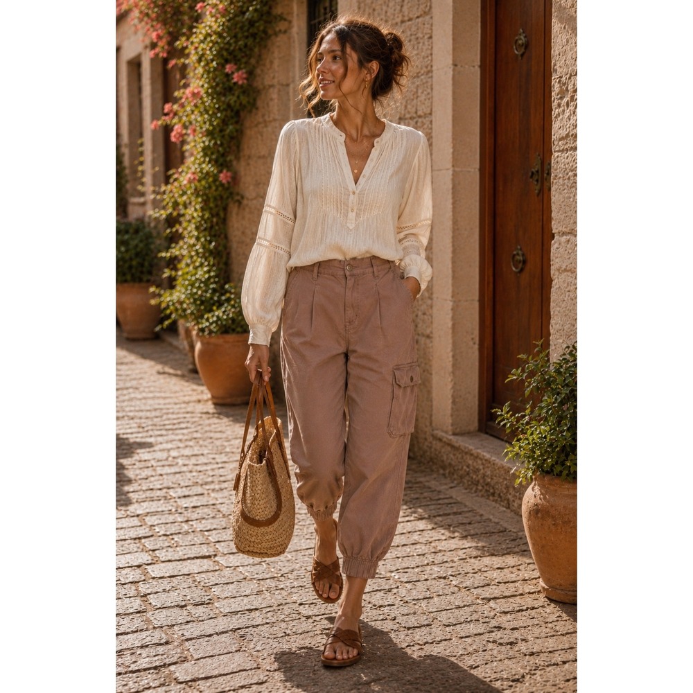 Pilcro Taupe Cargo Jogger Pants